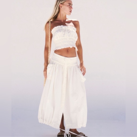 Free People All The Things white Boho top/skirt set size XS - Picture 1 of 11